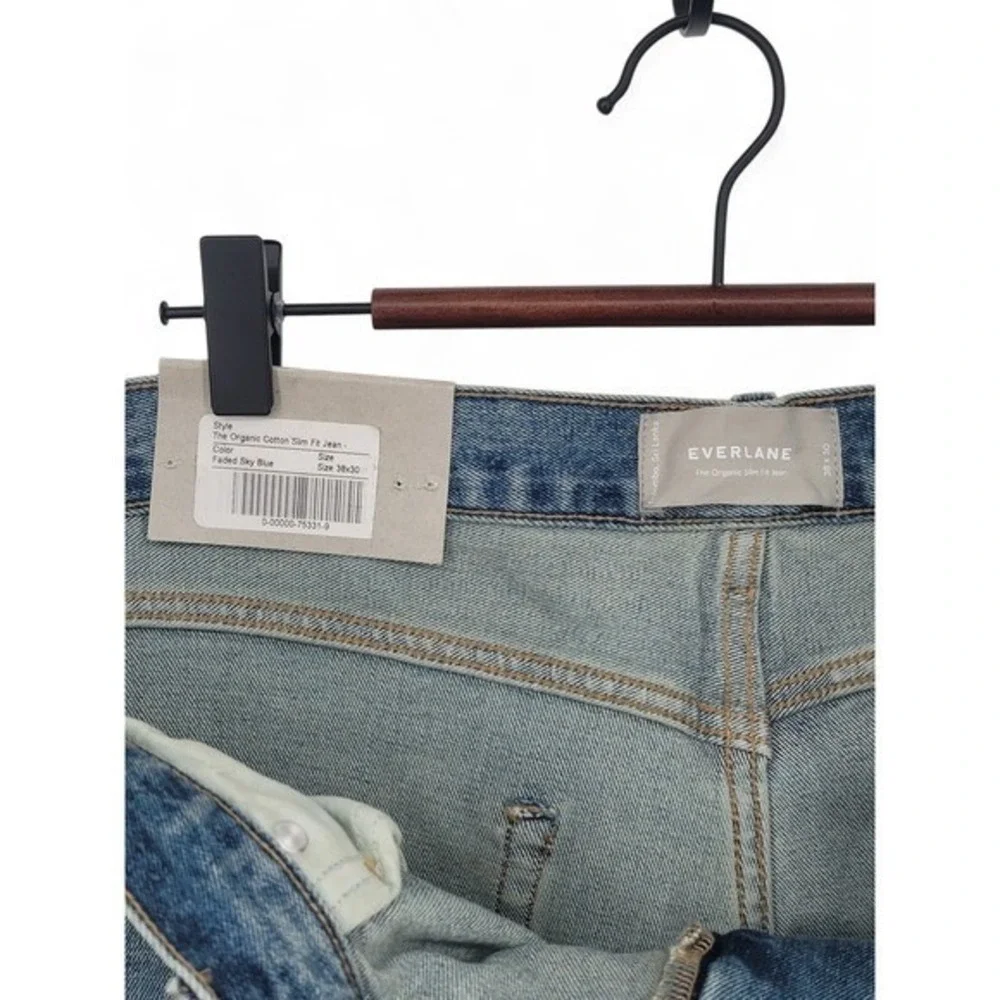 Everlane Slim Fit‎ Organic Cotton Jeans Mens 38x30 NWT Faded Sky Blue Denim